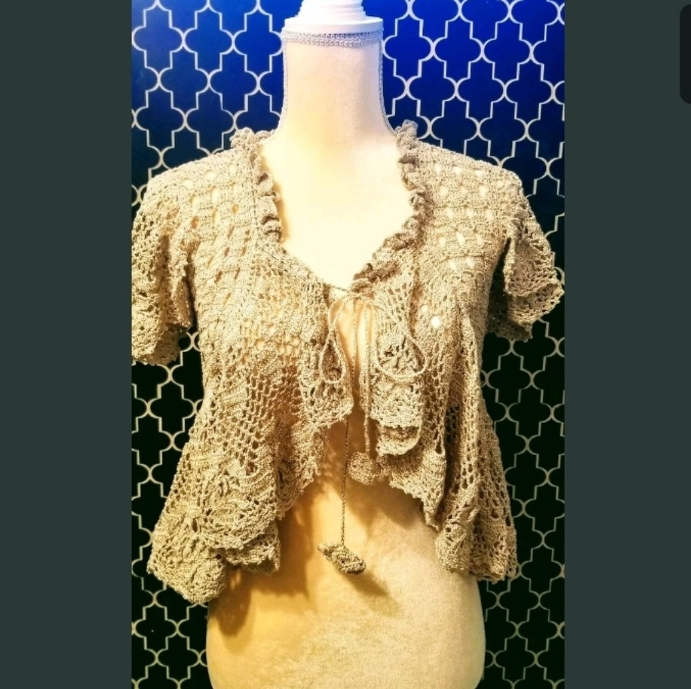 Anna Sui for James Coviello crochet cardigan